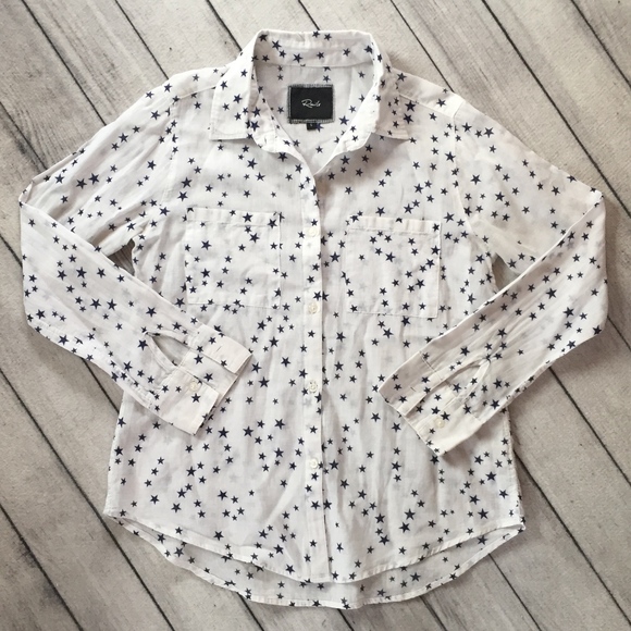 Rails Tops - Rails Women's Button Down, Size S, White w/ Stars